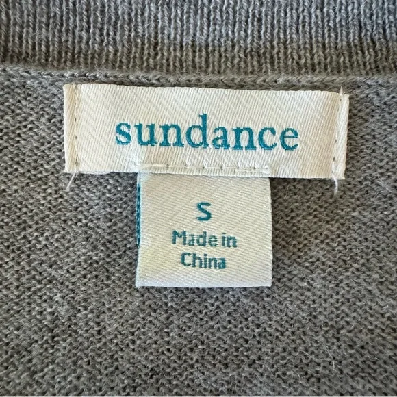 SUNDANCE Afterlight Gray Embroidered Cardigan Merino Wool Cotton Embellished SM - Picture 2 of 16